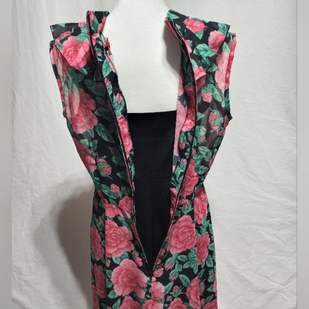 Hell Bunny Eden Rose Floral Ruffled Dress Size Medium Rose Floral Print - Picture 5 of 13